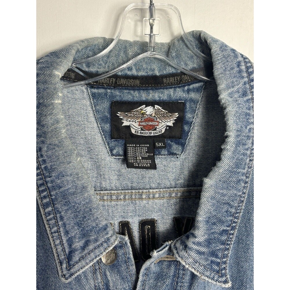 Vintage Harley Davidson Motorcycle Denim Jean Biker Jacket Men's 5XL Logo Patch - Picture 13 of 15